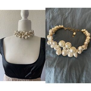 ABRA COUTURE vintage wire faux pearl choker necklace